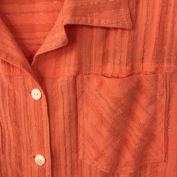 Chicos 1 Additions Shirt M Coral Metallic Top - Picture 2 of 6